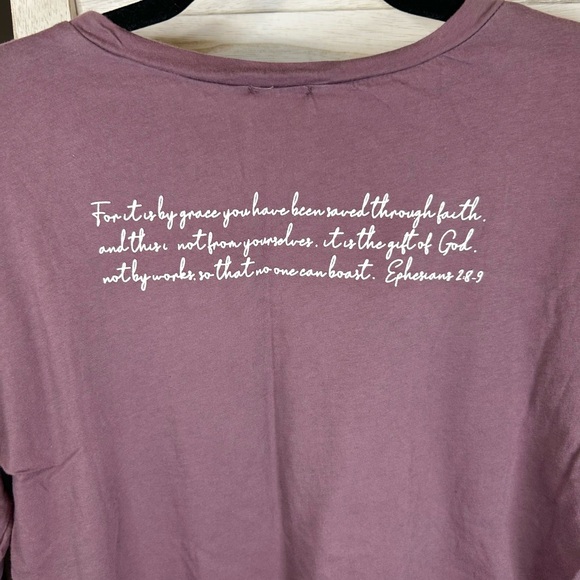Dirtee Laundry Grace Ephesians Verse Christian Long Sleeve T Shirt Plum Purple - Picture 8 of 10